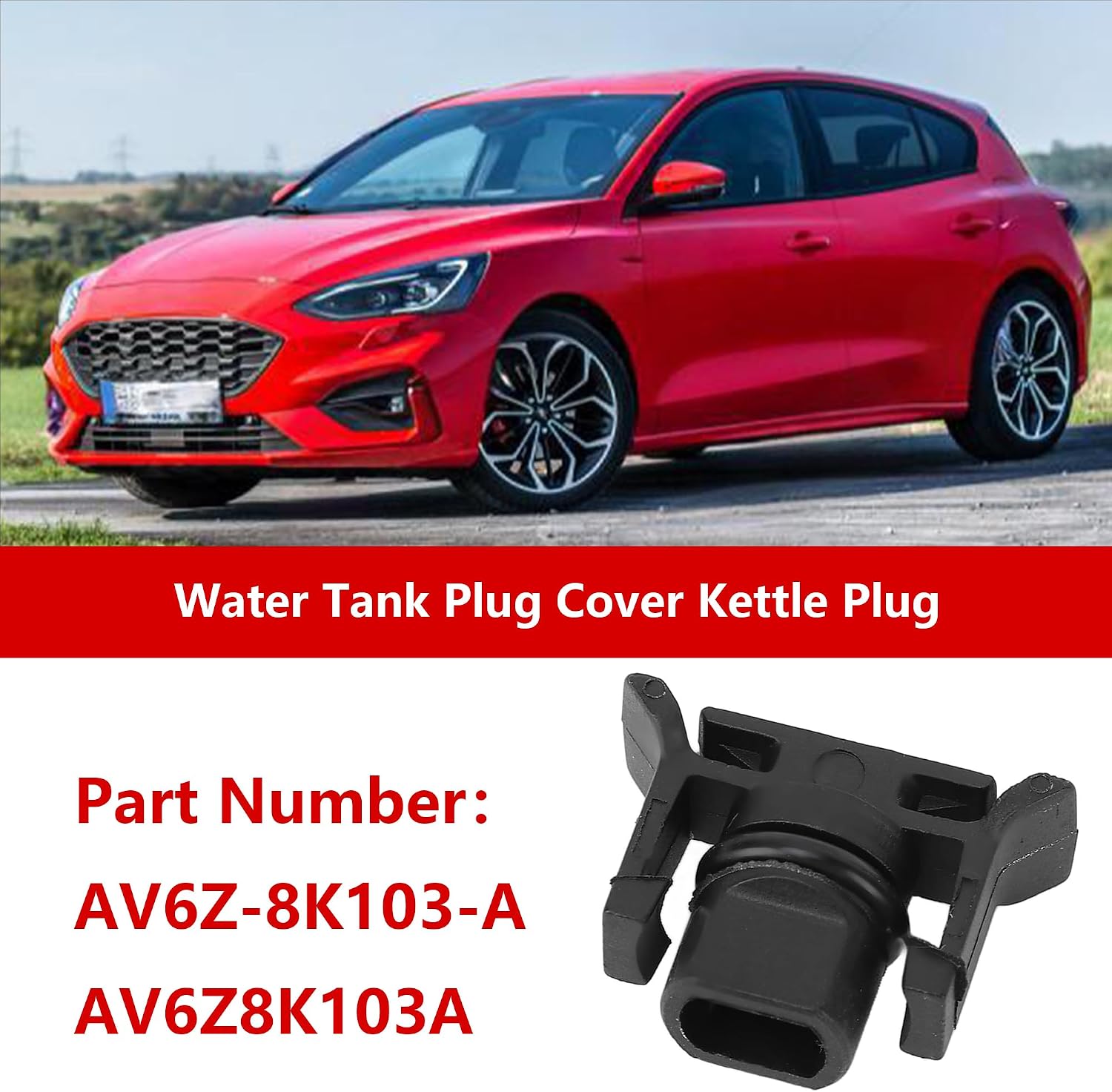 Radiator Cap Radiator Coolant Overflow Drain Cap Water Tank Plug Cover Kettle Plug for Ford Focus 2012-2018 for Ford Escape 2014-2016 Part Number AV6Z-8K103-A AV6Z8K103A CV6Z-8K103-A 1Pcs