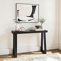 Plank+Beam 46-Inch Solid Pine Wood Console Table - Narrow Black Sofa Table for Entryway, Hallway, Living Room, Easy Assembly