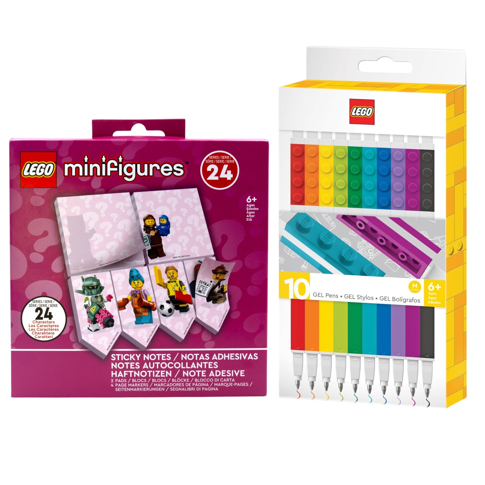 IQ LEGO Minifigure Sticky Notes with LEGO Stationery 10 Pack Gel Pens