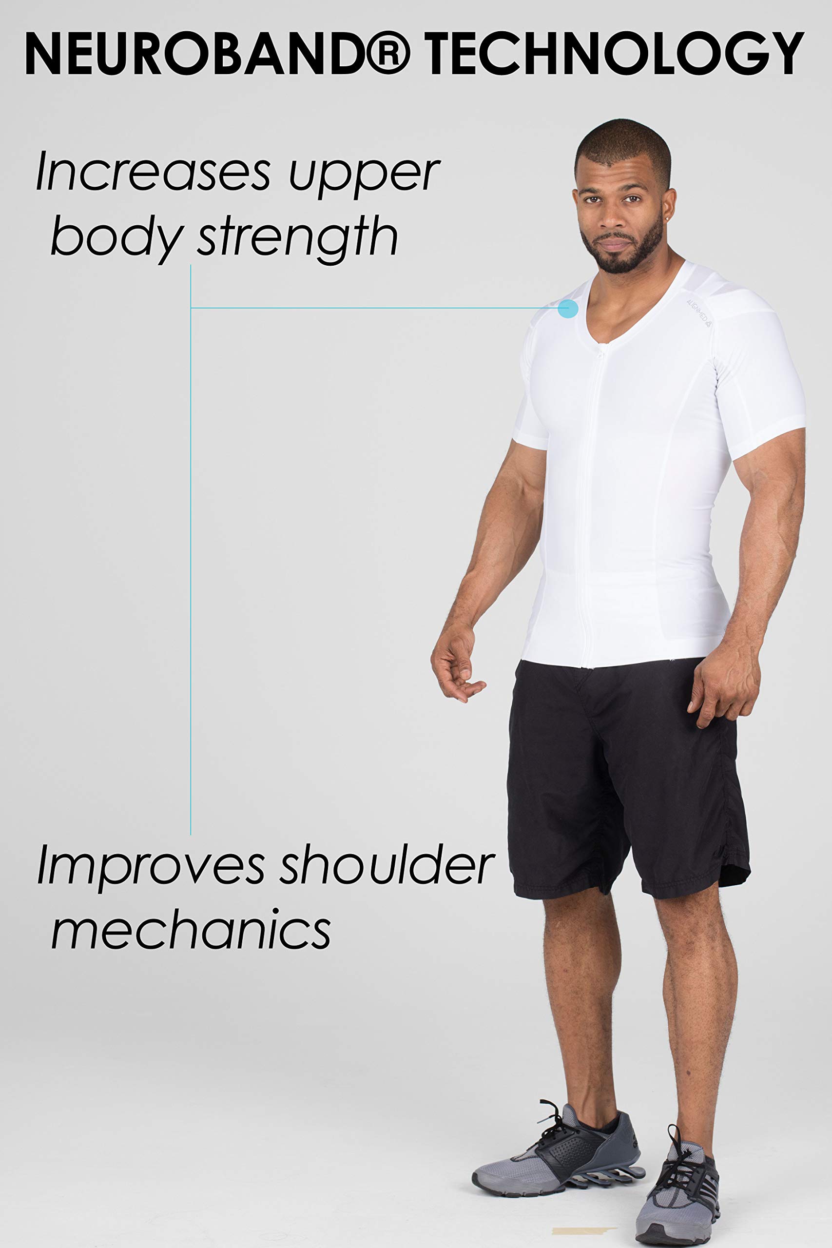 ALIGNMED Posture Shirt - Mens Zipper Shirt, Posture Support, Compression, Breathable