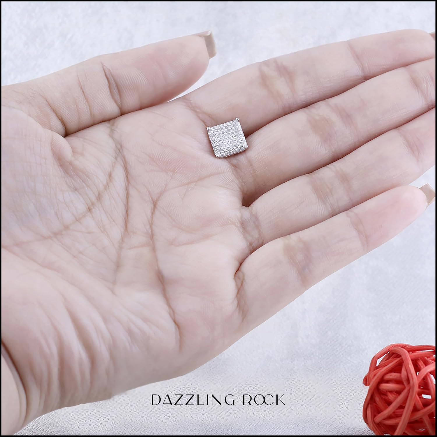 Dazzlingrock Collection Natural Round White Diamond 8.5mm Dice 1Pc Hip Hop Stud (0.28 ctw) in 925 Sterling Silver, Unisex Design Ladies,Mens Real Diamond Earrings - Image 3