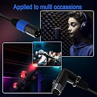 Vista 8 de LanSenSu Cable de enchufe XLR en ángulo recto XLR a recto, cable equilibrado de 90 grados hembra a macho recto de 3 pines a 3 pines