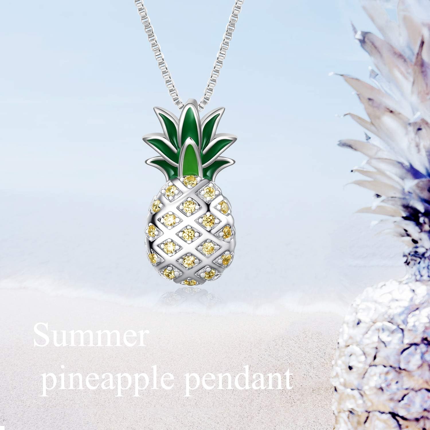LUHE Pineapple Necklace 925 Sterling Silver Dainty Pineapple Pendant Necklace Jewelry Gift for Women Teens - Image 6