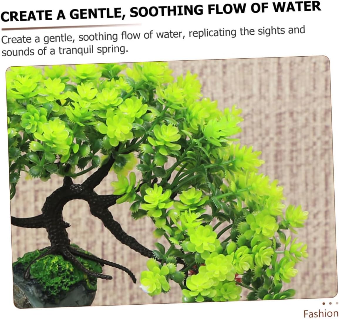 BESPORTBLE Indoor Resin Water Feature Fountain with US Plug Mini Desktop Relaxation Waterfall for Home Office Bedroom Stylish Tabletop Decor Increasing Humidity and Creating Calming