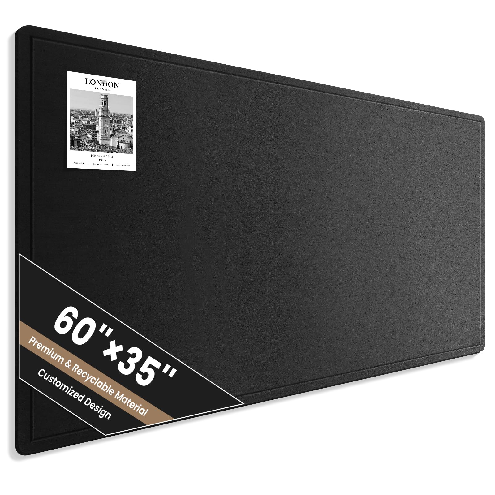 Large Bulletin Board, 60 X 35 Inches Felt Cork Board with 40 Pushpins, Foldable Felt Notice Pin Board Photo Display Board with Self-Adhesive Tape for