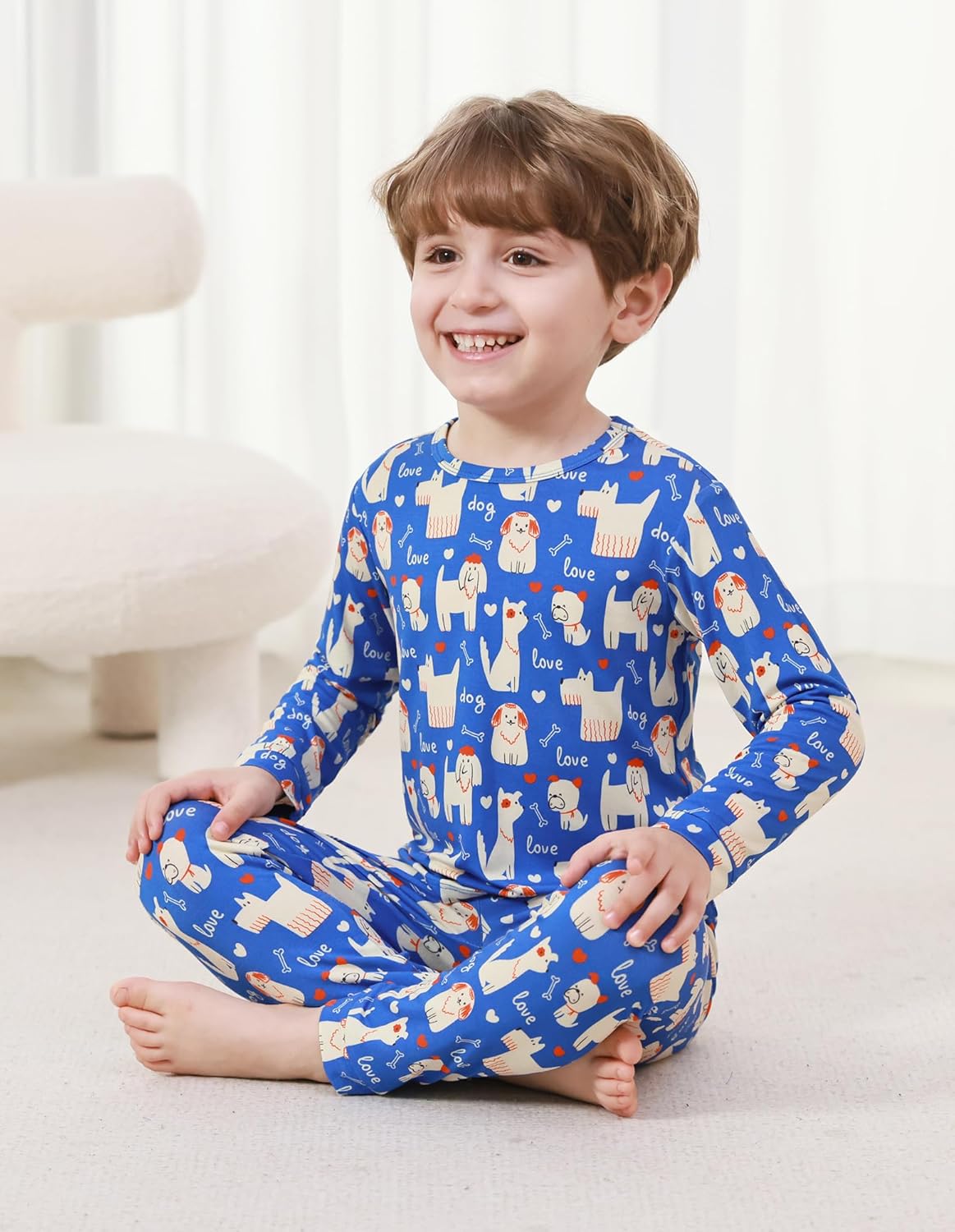 Toddlers Pajama Set Little Girls Boys Pajamas Soft Bamboo Viscose Long Sleeve Top with Pants Sleepwear 2-7Y - Image 5