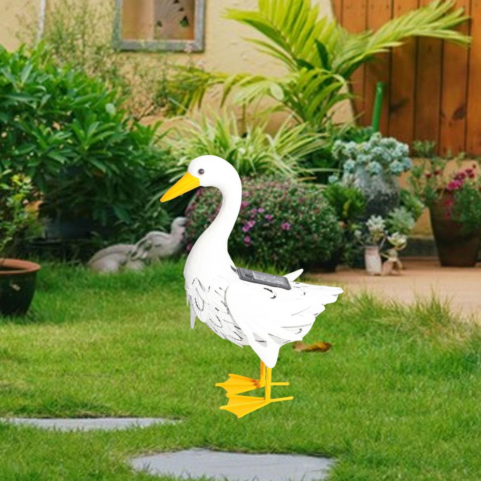 Statua Anatra Solare da Giardino Ornamento Animale con Luce Figurina in Ferro Robusta Pronta all’Uso Adatta per Decorazione Esterni Terrazze Cortili G