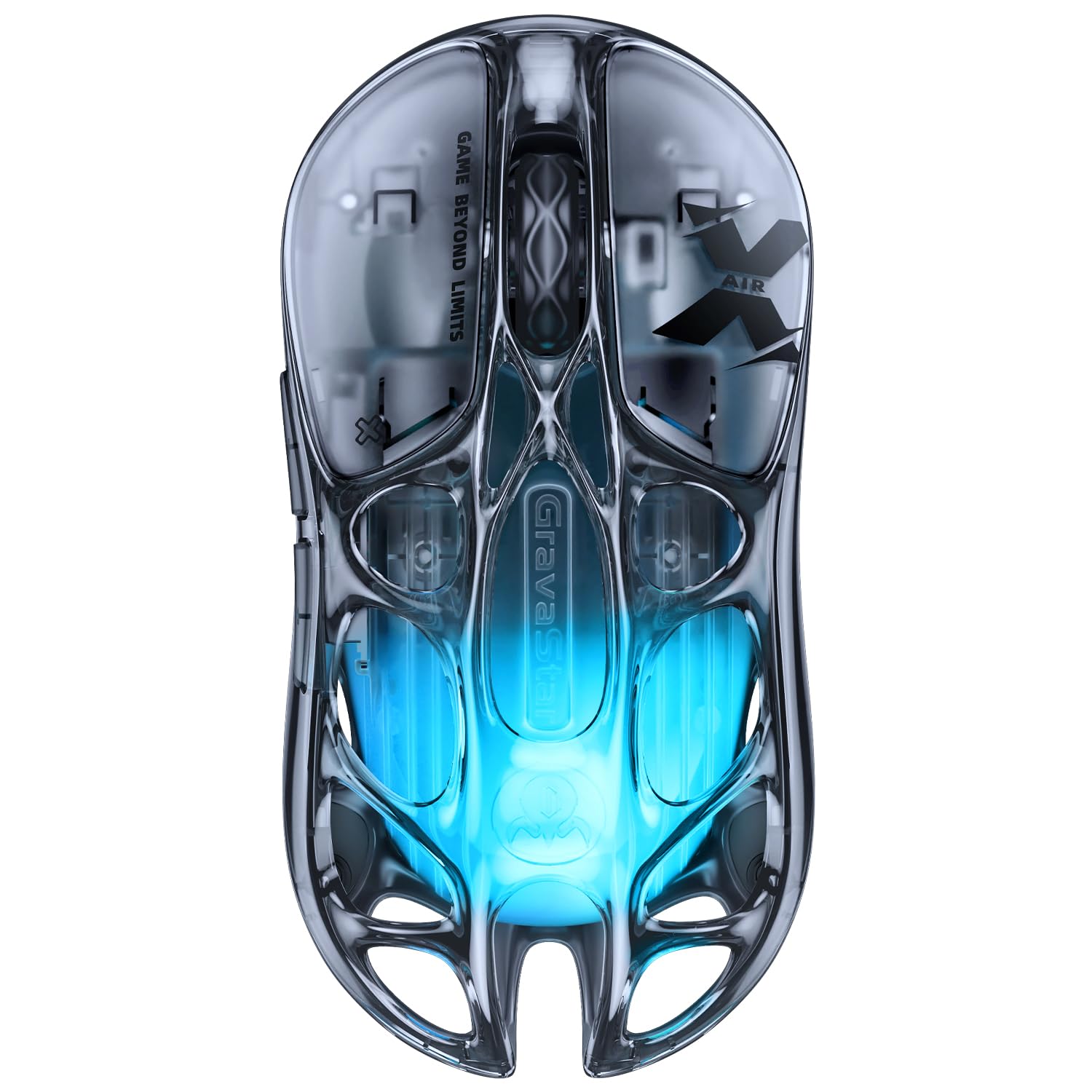 GravaStar Mercury X Air Mouse Gaming Wireless Ultraleggero 56g, Sensore PAW3950 32.000 DPI, Ricevitore 8K, Bluetooth/2,4 GHz/Cablato, Illuminazione RGB, Mouse Gamer per PC e Portatile