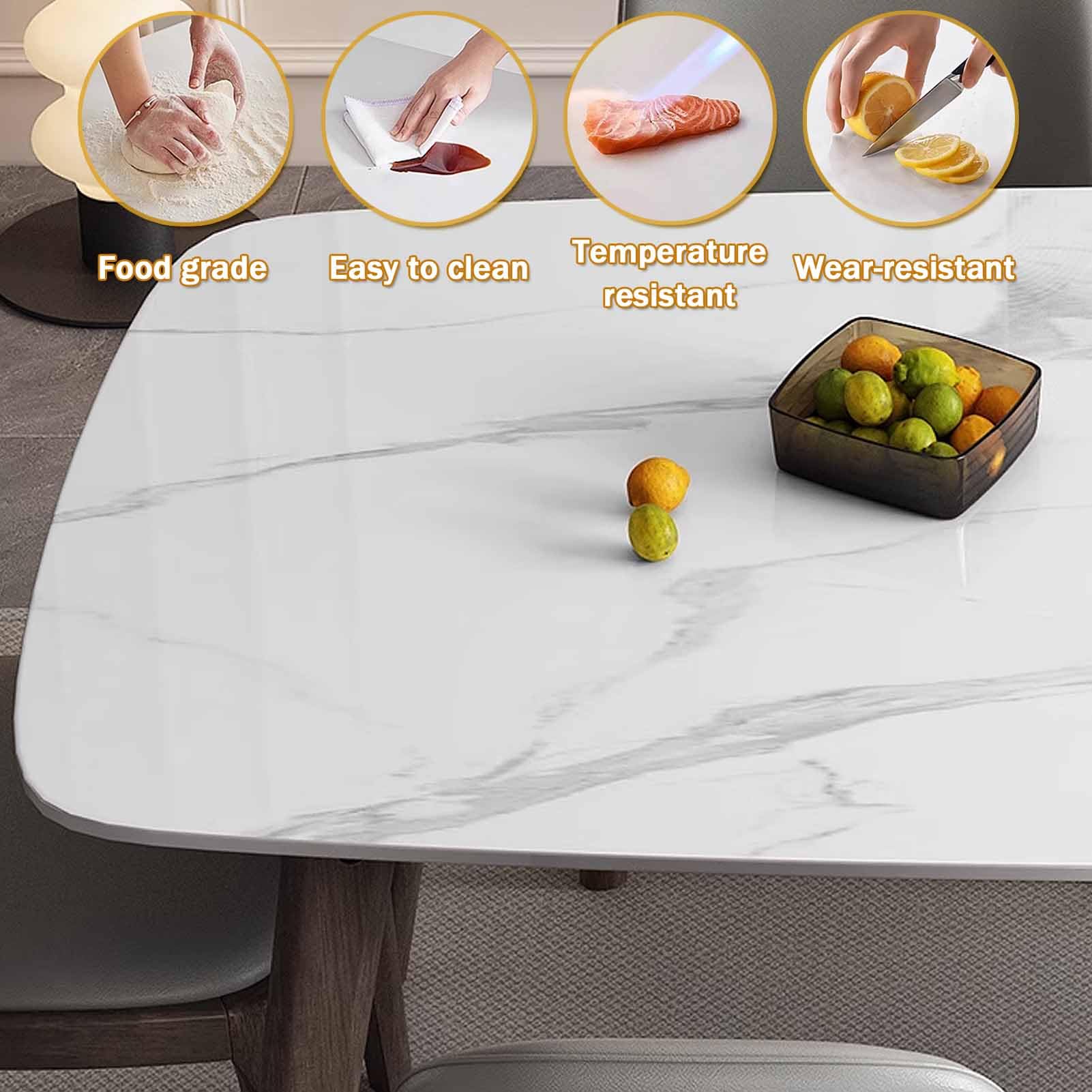 Elegante tavolo da pranzo bianco 120 x 70 cm, cornice rettangolare in legno per 4-6 posti, perfetto per sala da pranzo, cucina e soggiorno (solo tavolo)