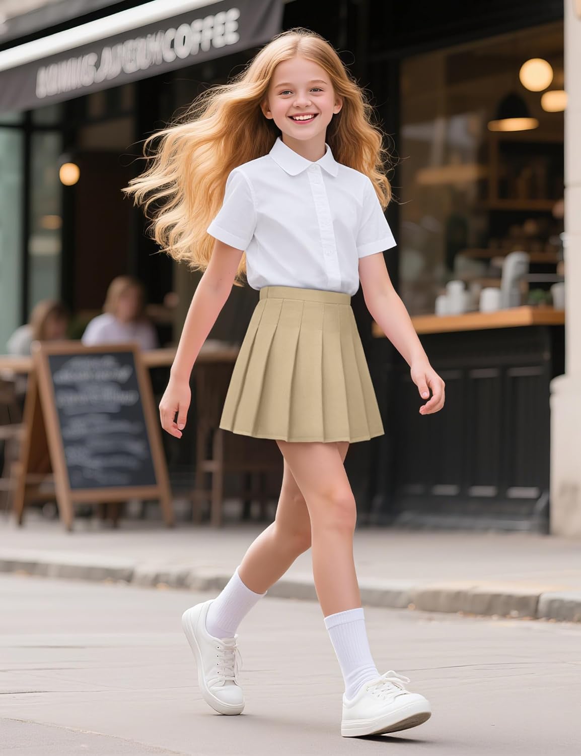 Auranso Girls Pleated Skirt Kids Tennis Elastic Waist Uniform Plaid Skirt 4-14 Y - Image 6