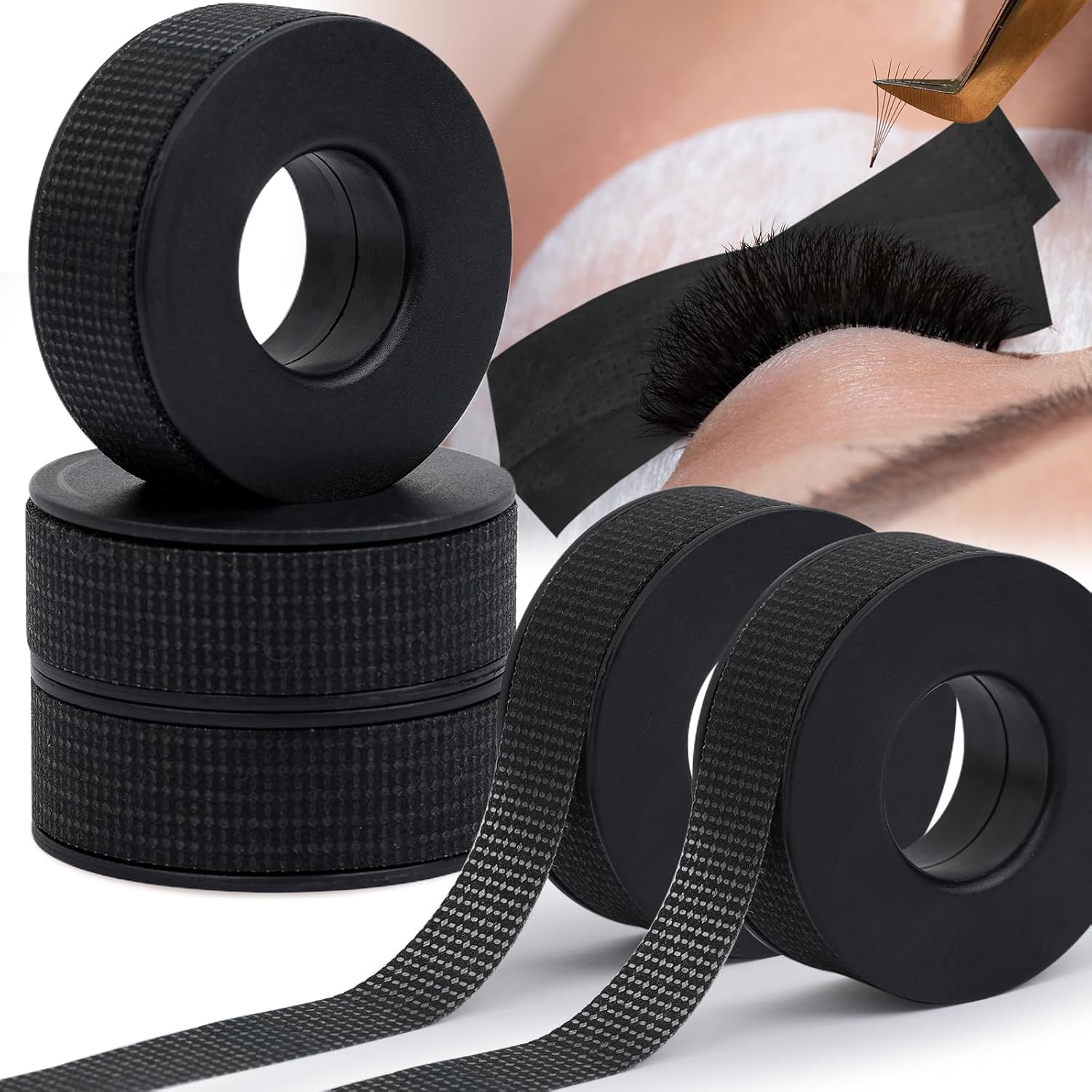EMEDA Silicone Lash Tape for Eyelash Extensions - Gel Eyelash Tape for Sensitive Skin to Make Up/Lips/Eye Shadow/DIY/Salon Easy Tear Microporous Breathable Lash Extension Supplies (Blue 5 Rolls)