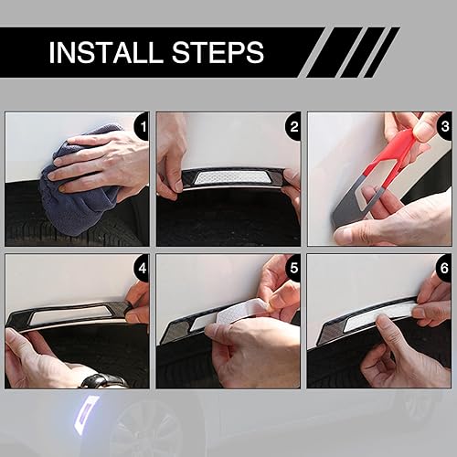 Miniatura 6 de 6 calcomanías reflectantes para ruedas de automóvil, fibra de carbono, antiarañazos, decoración nocturna antiarañazos, tiras reflectantes de