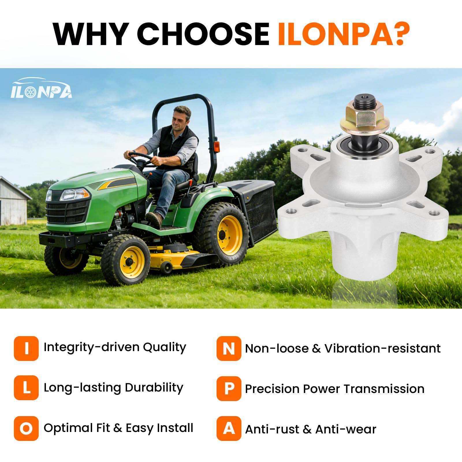 ILONPA Paquete de 3 husillos para mover césped reemplaza 117-7267 117-7439 285-923 14311 117-7268 para 106,7 cm 50 pulgadas Timecutter 2011, SS5000, SS4200, MX50000 Modelos