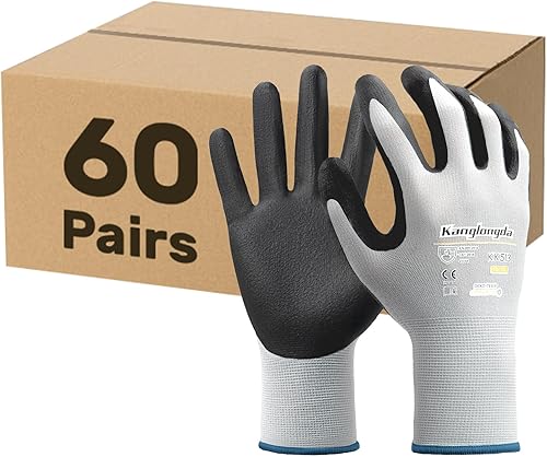 Miniatura 19 de Kebada W2 - Guantes de trabajo unisex, aptos para pantalla táctil, con agarre, elásticos, recubiertos de nitrilo, para jardinería, manejo