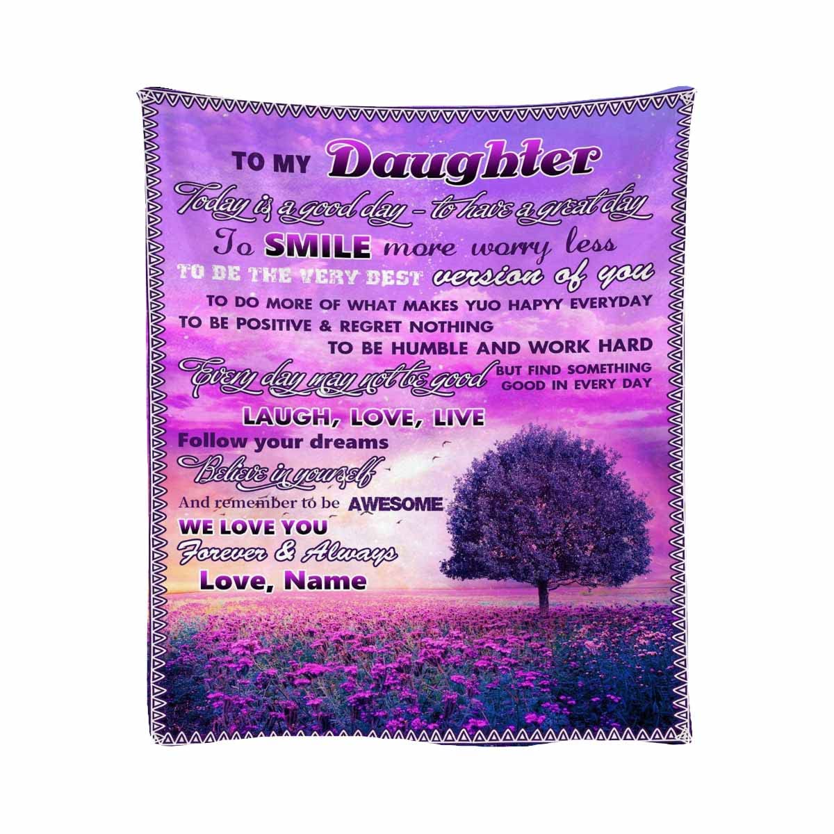Amazon.com: Personalized Name Message Lover Letter to My Daughter, Today is  a Good Day to Have a Great Day Customized Abstract Blanket 70"x80" :  Everything Else