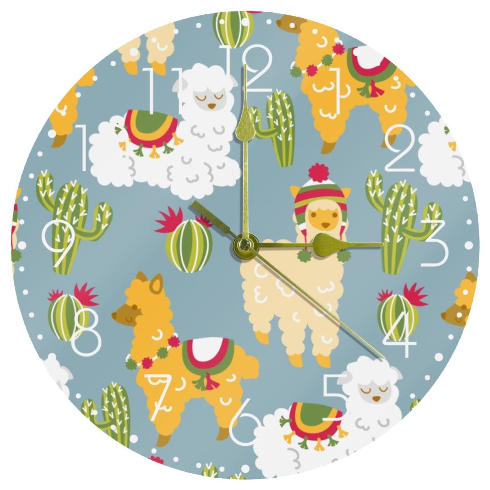 Horloge murale silencieuse de 25,4 cm Alpaga pour décorer un salon ou un bureau