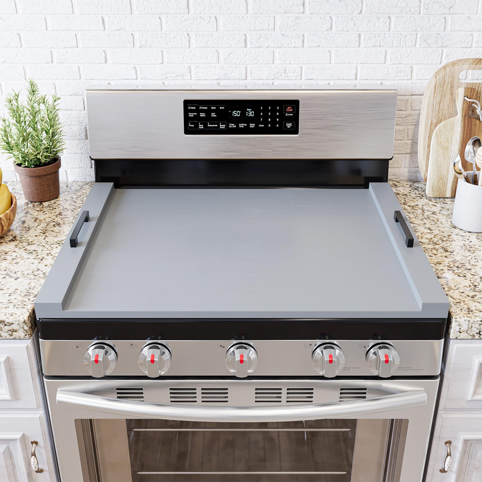 SpaceAid Noodle Board Stove Kitchen Cover with Handles, Top Covers for Gas Burners and Electric Stove, Oven Decor Accessories Wood Tray for Countertop