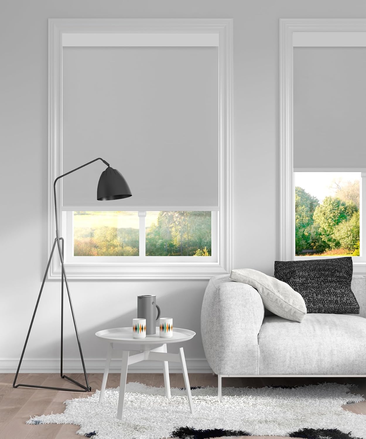 Blackout Roller Blinds for Windows, 29'' x 72'' Shade for Indoor Bedroom, Cordless With UV Protection for Home, Grey