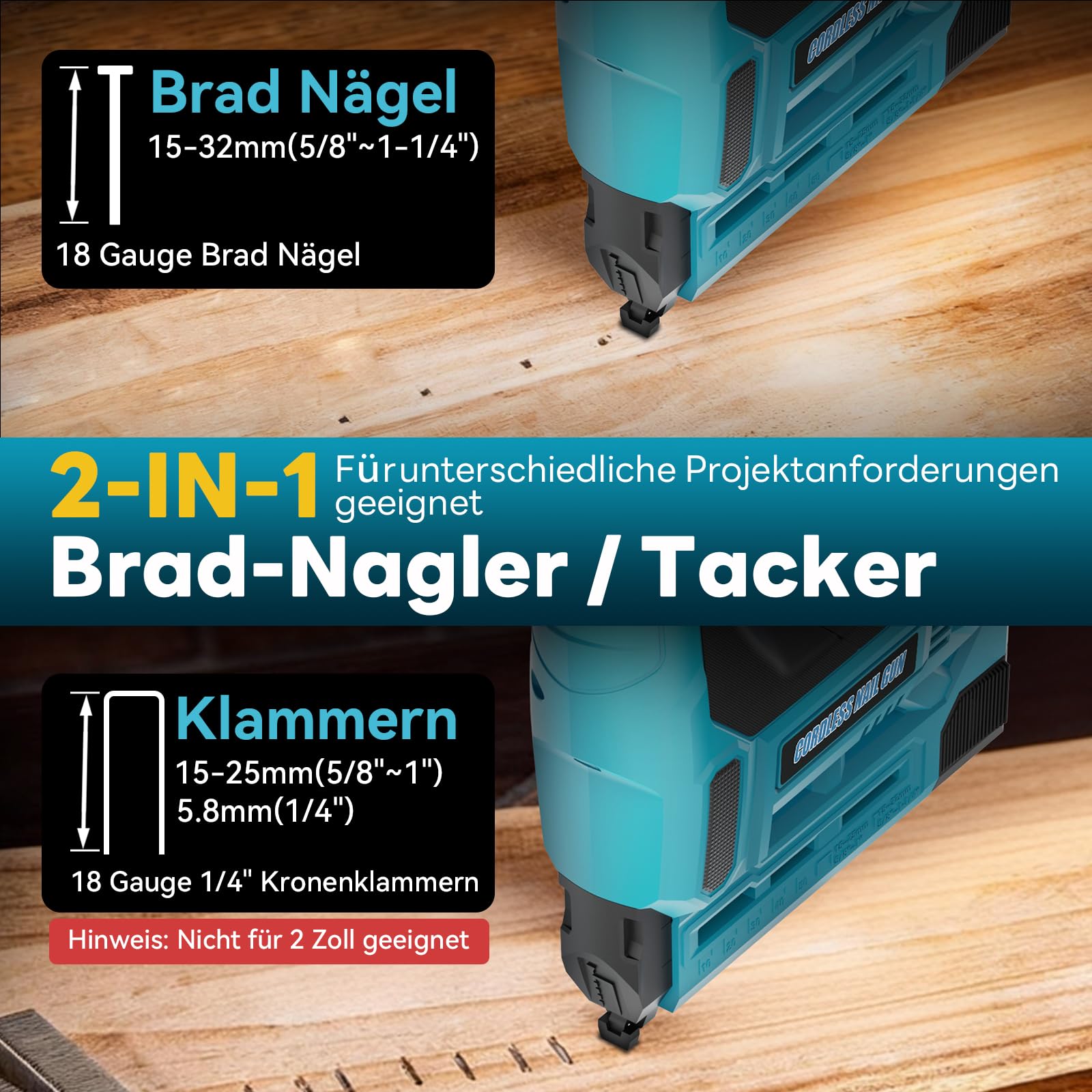 Makita 18V Akku Tacker 18GA 2-IN-1 Nagler Einstellbare Tiefe 4000mAh Batterie 1000 Nägeln 1000 Klammern