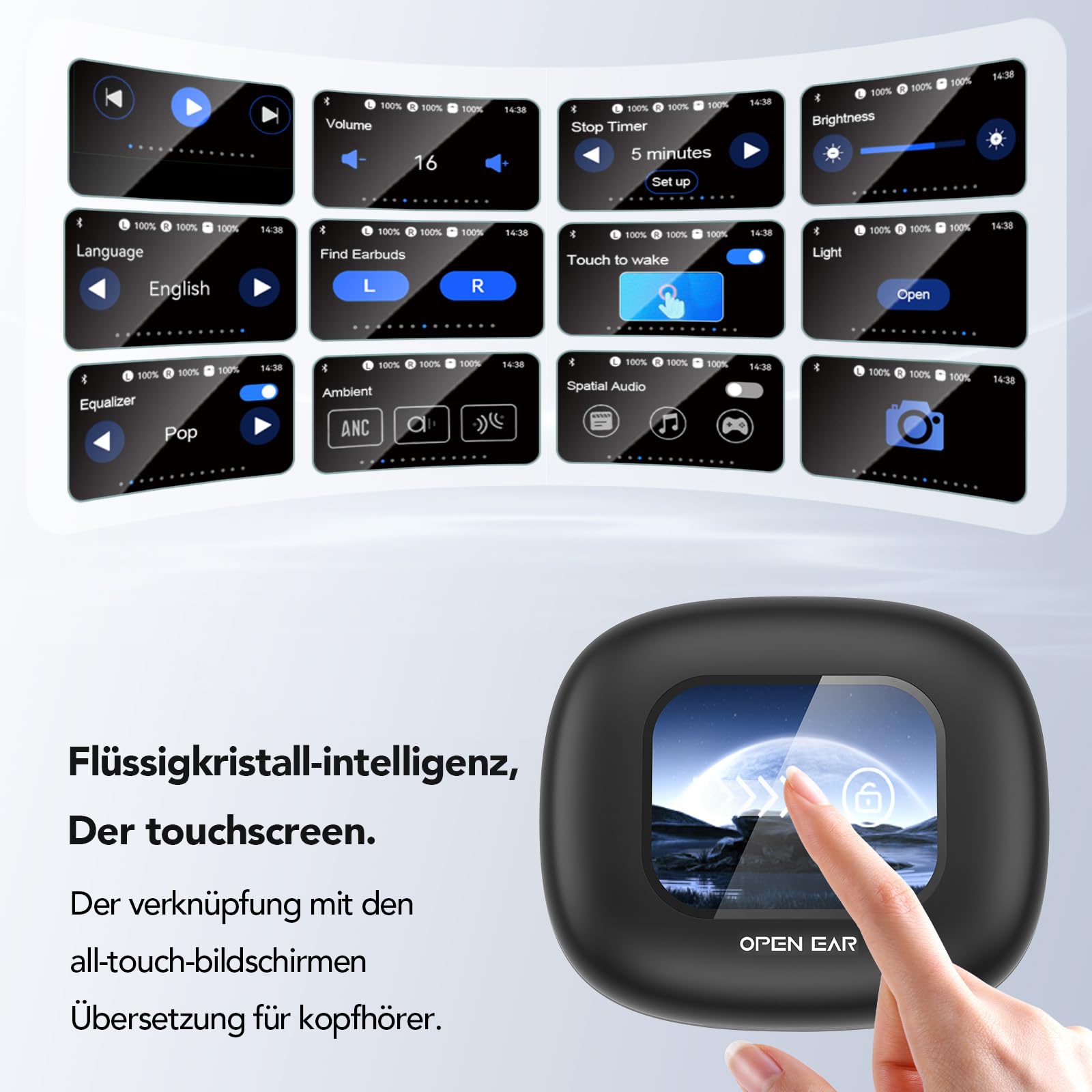 Ki Übersetzer Kopfhörer, 3-in-1 Übersetzungskopfhörer mit Echtzeitübersetzung, 150 Sprachen, Touchscreen, 60H, für iOS und Android