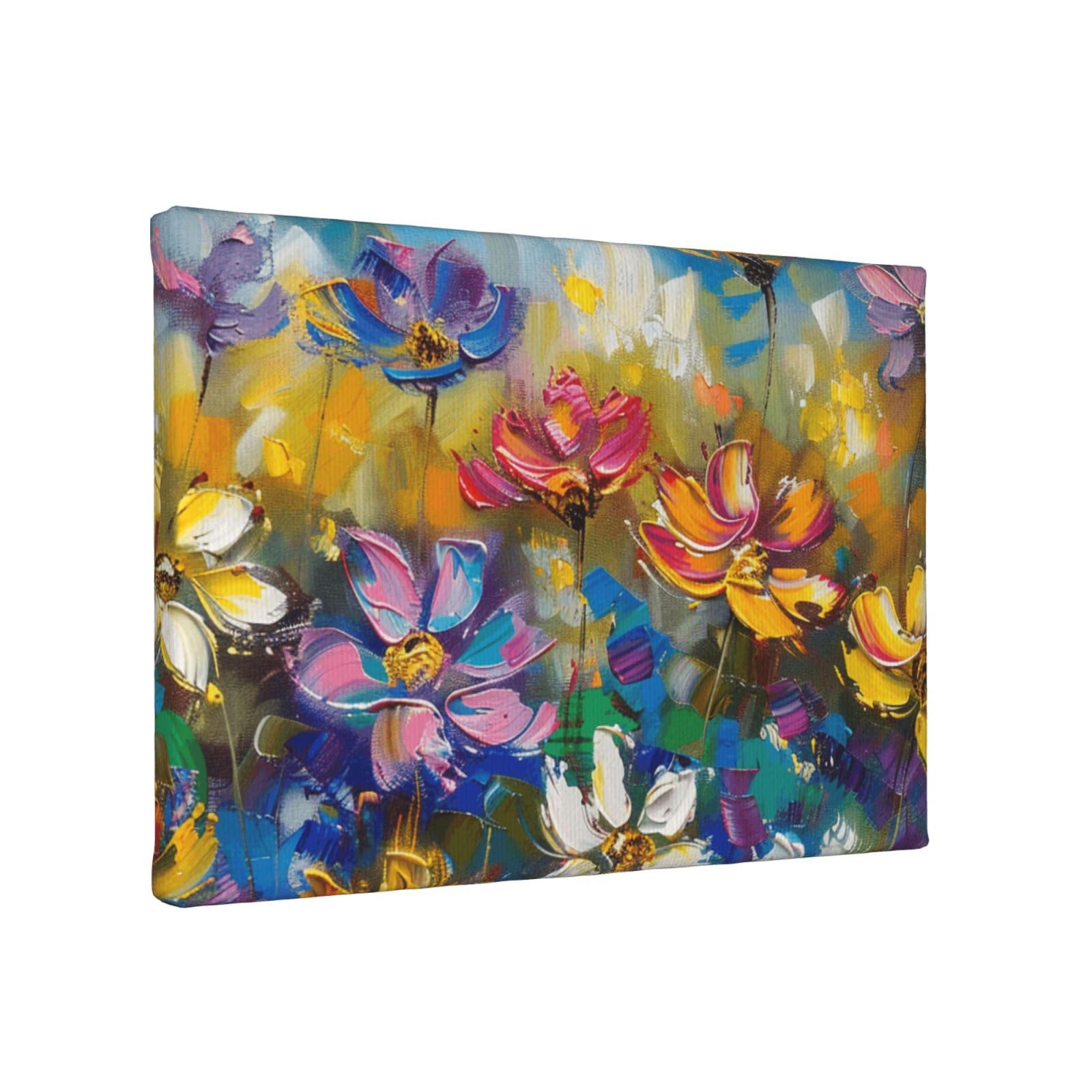 YKLJG Abstract Style Colorful Flowers Printed Wall Art Canvas Painting 30x20 CM Wooden Framed Picture Painting Artwork Prints for Bedroom Kitchen Home Office Decor