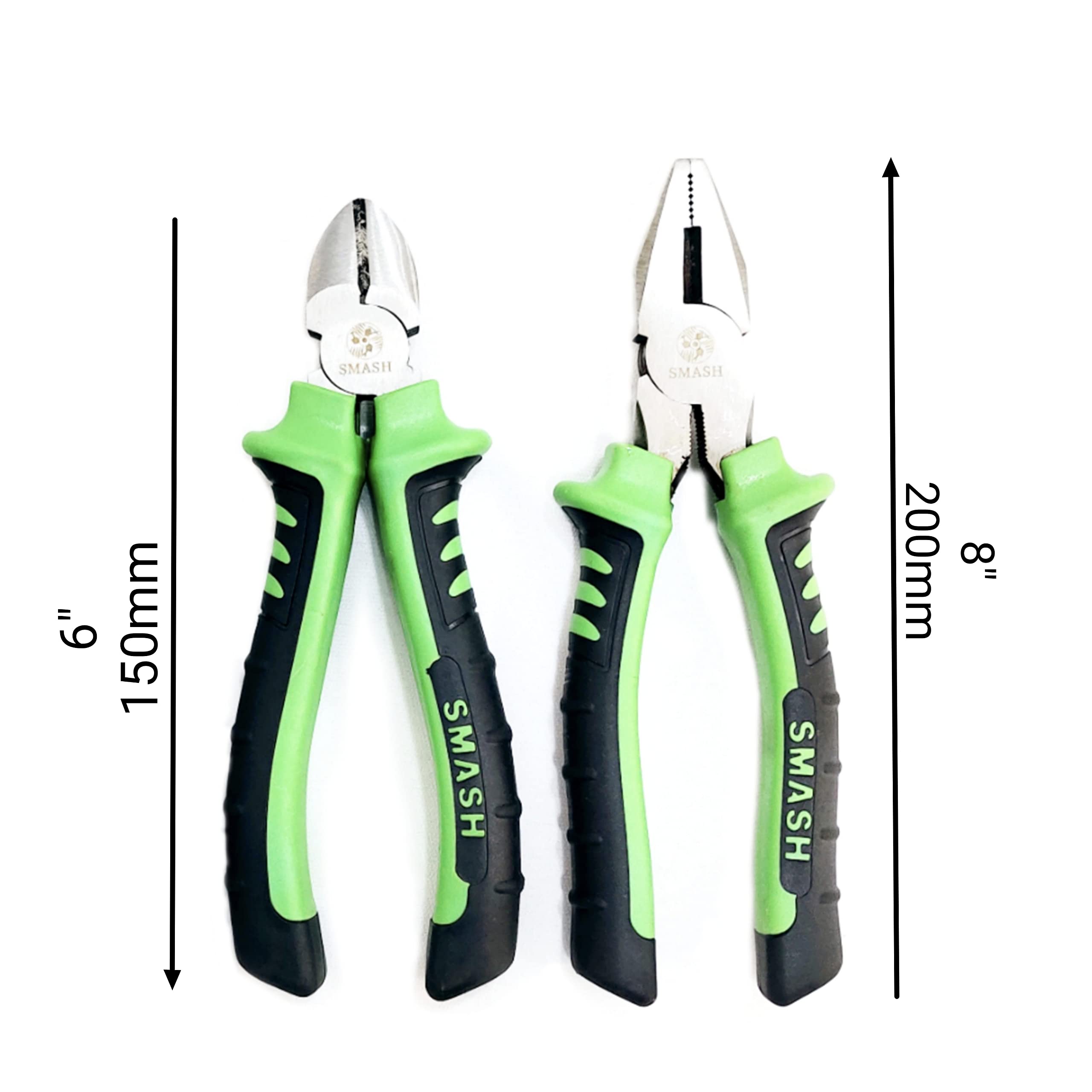 DARIT Smash Professional Tools 2pc Plier Set (8" Universal 6" Diagonal) Along with Durable Quality Chrome Nickel Steel. 1