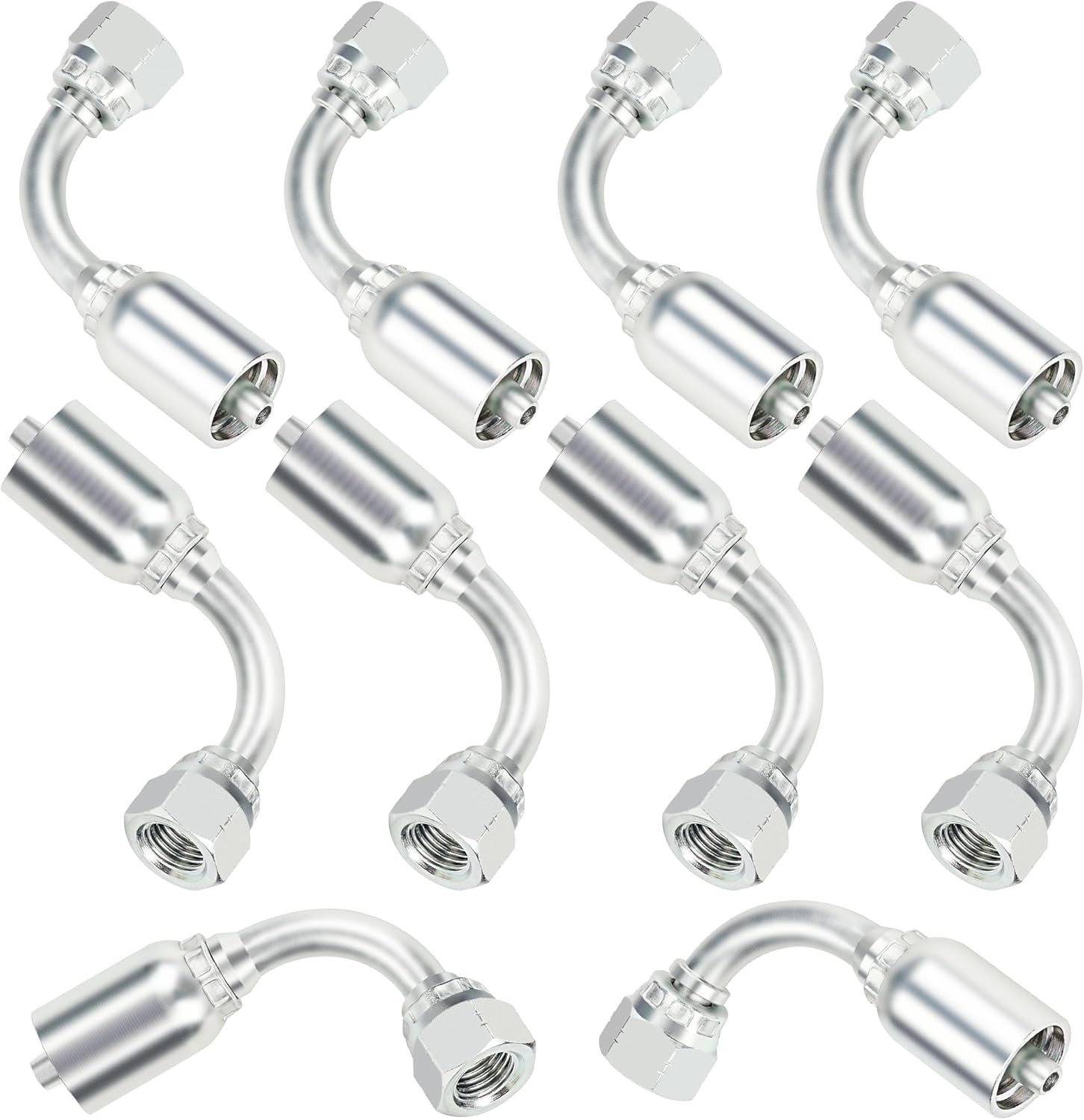 1/4'' Hydraulic Fittings 90 Degree, JIC Hose, Size #04 Single Wire Hydraulic Hose Repair Kit, 10PCS