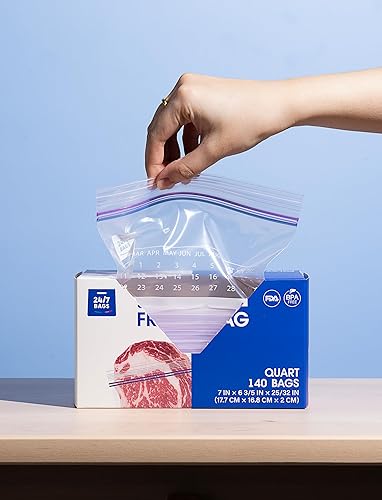 Miniatura 3 de 247 Bags - Bolsas de cuarto de galón Ziplock para congelador, 140 unidades con fondo expandible y función de calendario