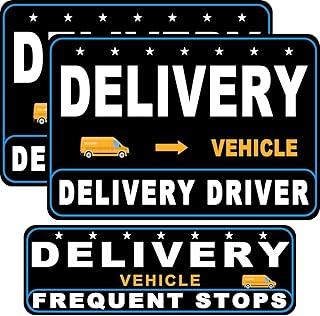 3 Pack Delivery Driver Magnet for Car, Reflective Delivery Vehicle Magnetic Car Signs, Heavy Duty Magnetic Signs for Delivery Driver Car for Frequent Stops(Black - 3 Pack)
