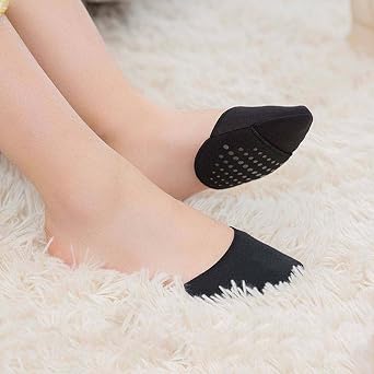 4Pairs Women's Toe Topper Liner Socks,Low Cut No Show Toeless Half Socks,Forefoot Cushion Pads for Flat,High Heels