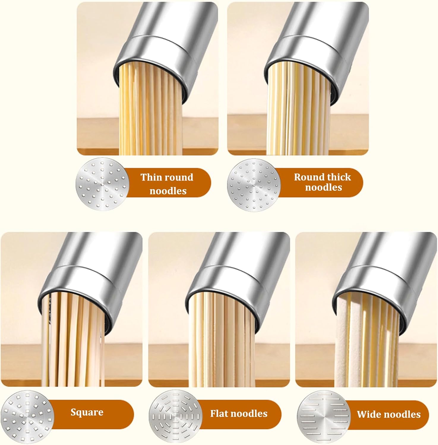 Electric Pasta Maker,Handheld Electric Noodle Machine,Automatic Portable Handheld Noodle Maker with 5 Noodle Mould,Cordless Pasta Maker for Kitchen Restaurant,A