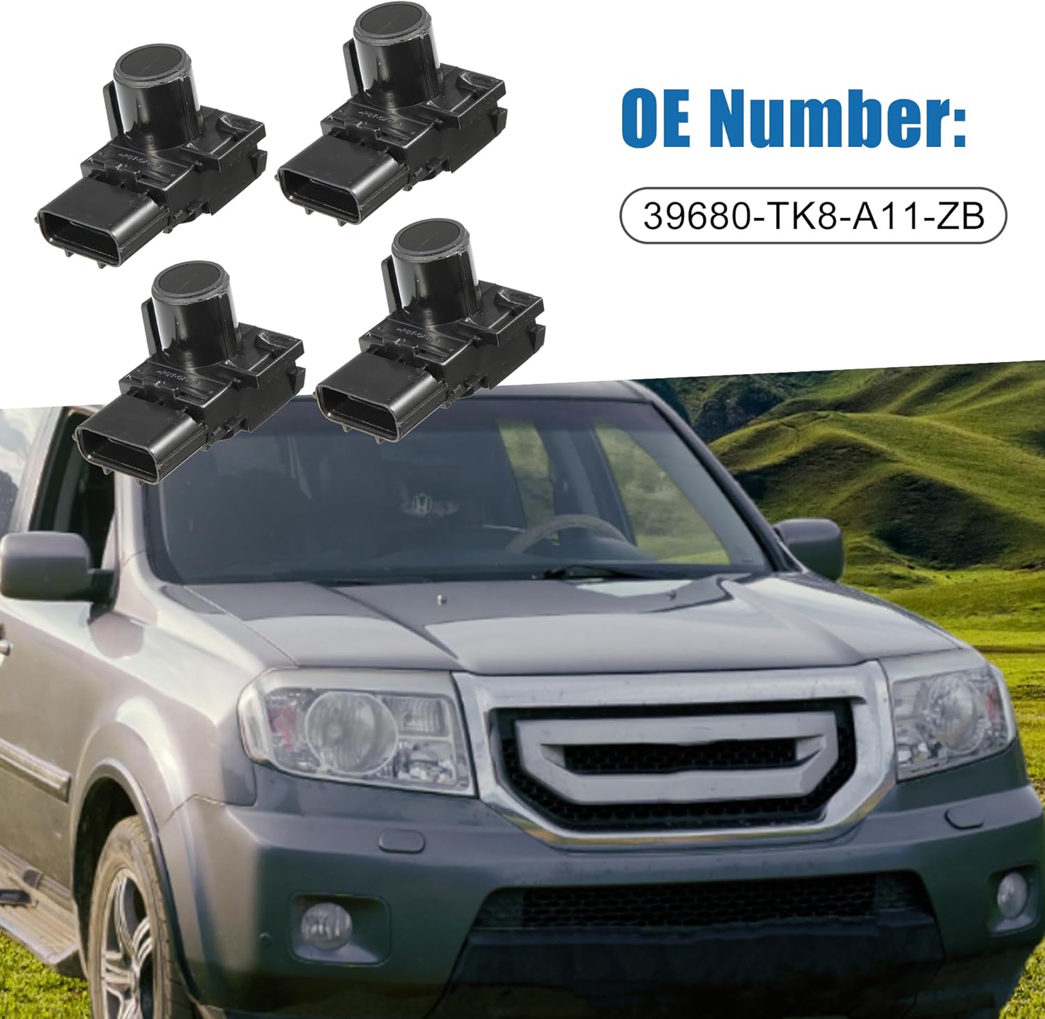 Rear Reverse Parking Assist Sensor 39680-TK8-A11-ZB for Honda Pilot 2008-2015 (Set of 4)