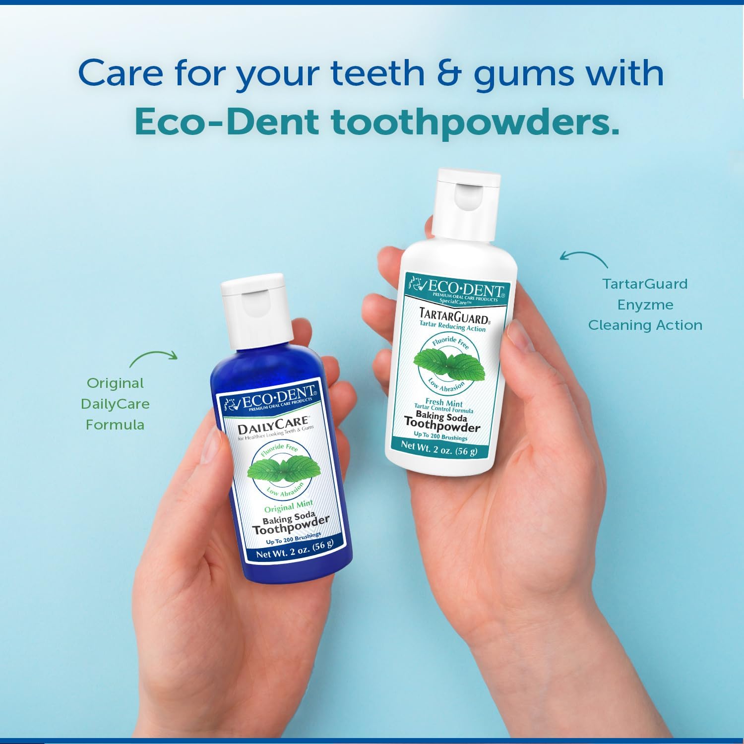 Eco-Dent TartarGuard Baking Soda Toothpowder - Enzyme Cleaning Action for Tartar Control, SLS-Free, Fluoride-Free Toothpaste Alternative, Fresh Mint Tooth Powder, 2 Oz (Pack of 2) image 4