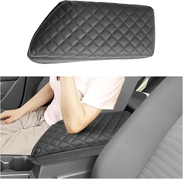 SXCY for 2020-2025 VW Jetta Armrest Cover for Volkswagen Jetta 2025 Accessories 2020-2024 2025 Jetta Center Console Cover 2025 Jetta Middle Console Cover Black Checkered Pad