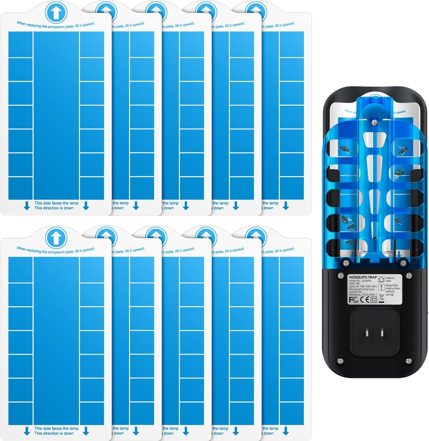 BURLAN Sticky Card Plug Refill Replacement Glue Cards for Flying Insect Trap Indoor-10pack (No Device)