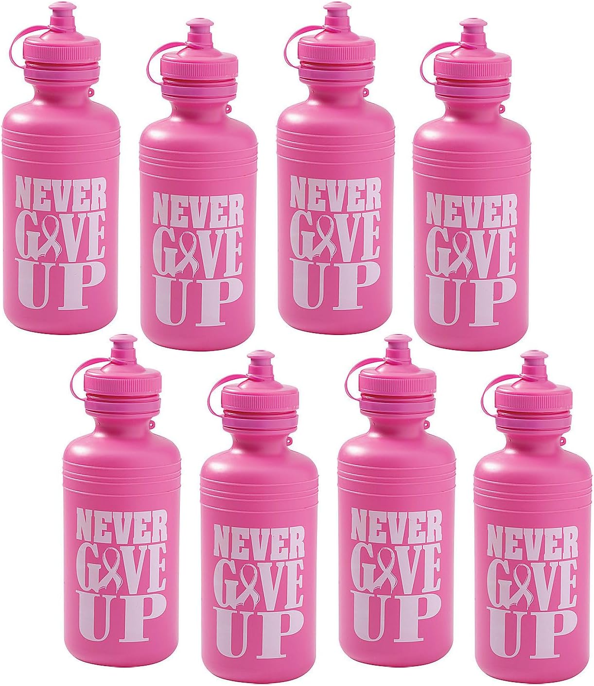 Fun Express Pink Ribbon Reusable BPA-Free Plastic Water Bottles Bulk 60 Ct