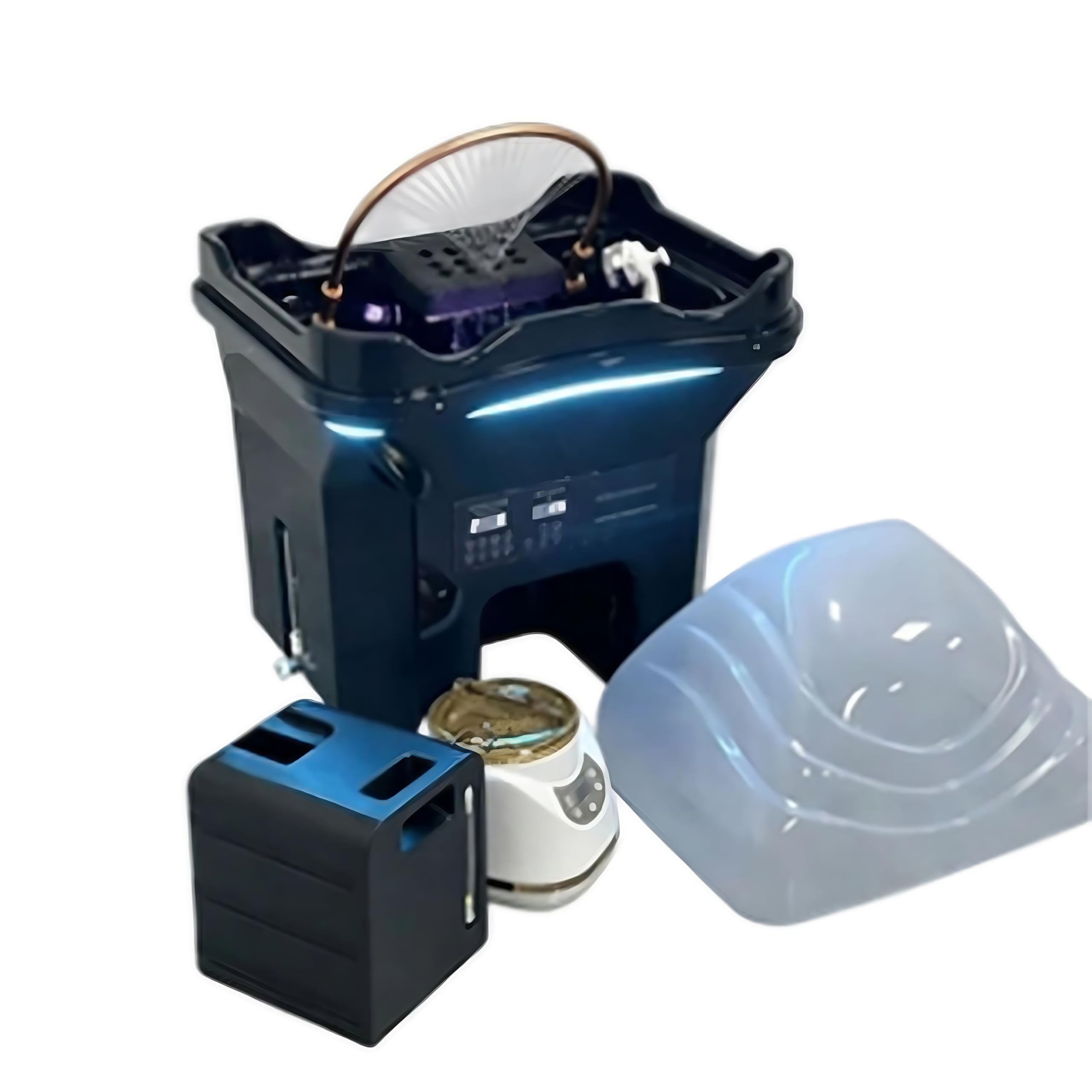 Cabezal de Lavado Extraíble para Salón de Belleza Equipo Spa Japonés Lavabo Champú Con Circulación Agua Y Función Terapia Luz Cama de Champú de Masaje Cuenco para Champú Cama para Peluquero (black)