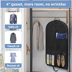 43" Garment Bags Suit Bags for Travel Hanging Clothes Closet Storage, 4" Gussetes with Pockets and 2 Carry Handles, Protector for Coat Dress Jacket Shirts (3 Packs)