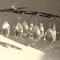 HYBEADS 10pcs 38mm Clear Teardrop Crystal Suncatchers with Hooks - Rainbow Prisms for Chandelier, Window, Lamp, Christmas Tree Decor