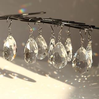 HYBEADS 10pcs 38mm Clear Teardrop Crystal Suncatchers with Hooks - Rainbow Prisms for Chandelier, Window, Lamp, Christmas Tree Decor