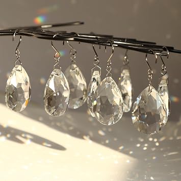 10pcs 38mm Crystal Suncatcher, Hanging Clear Teardrops Crystals