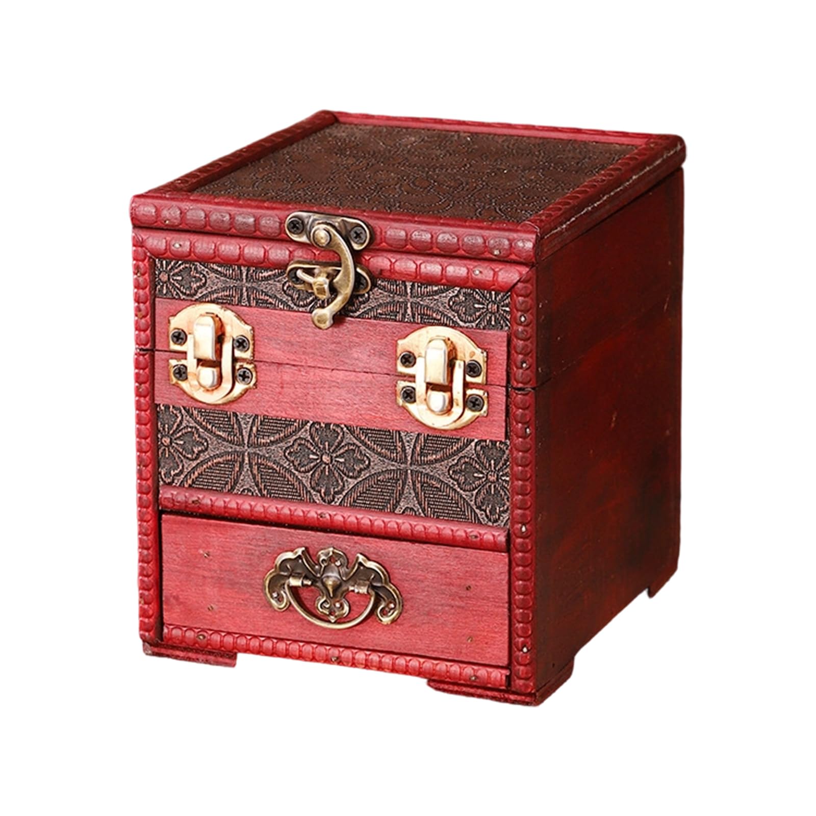 Xinsheinelry Wooden Jewelry Box with Glass Cap, Multiple Compartments Royal Fashion Makeup Box