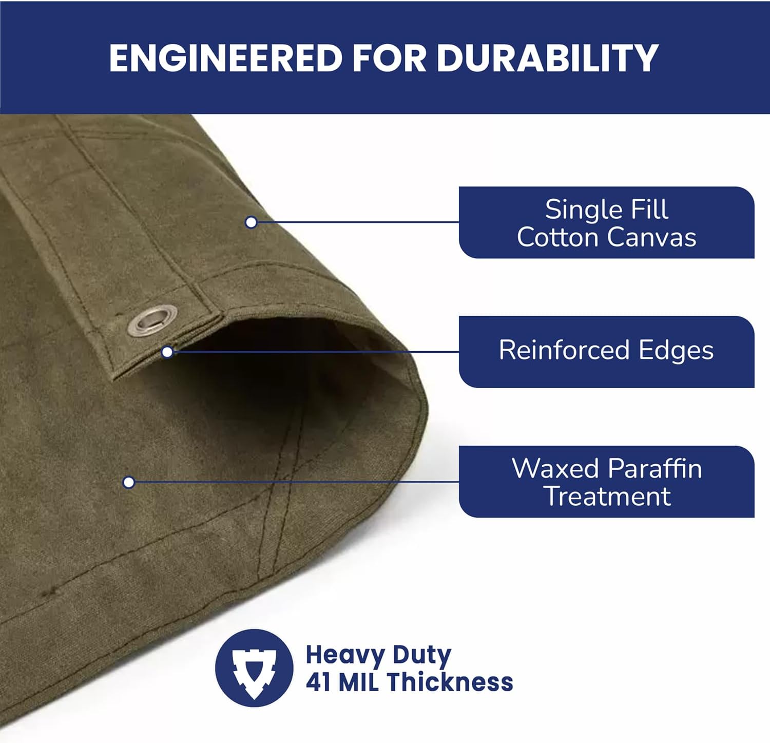 Tarps Now 10x20 ft Heavy Duty Canvas Tarp, 41 Mil, 18 Oz Industrial Grade Fabric with Stainless Steel Grommets, Reinforced Edges, Waxed Canvas Drop Cloth for Outdoors, Automotive, Construction & More