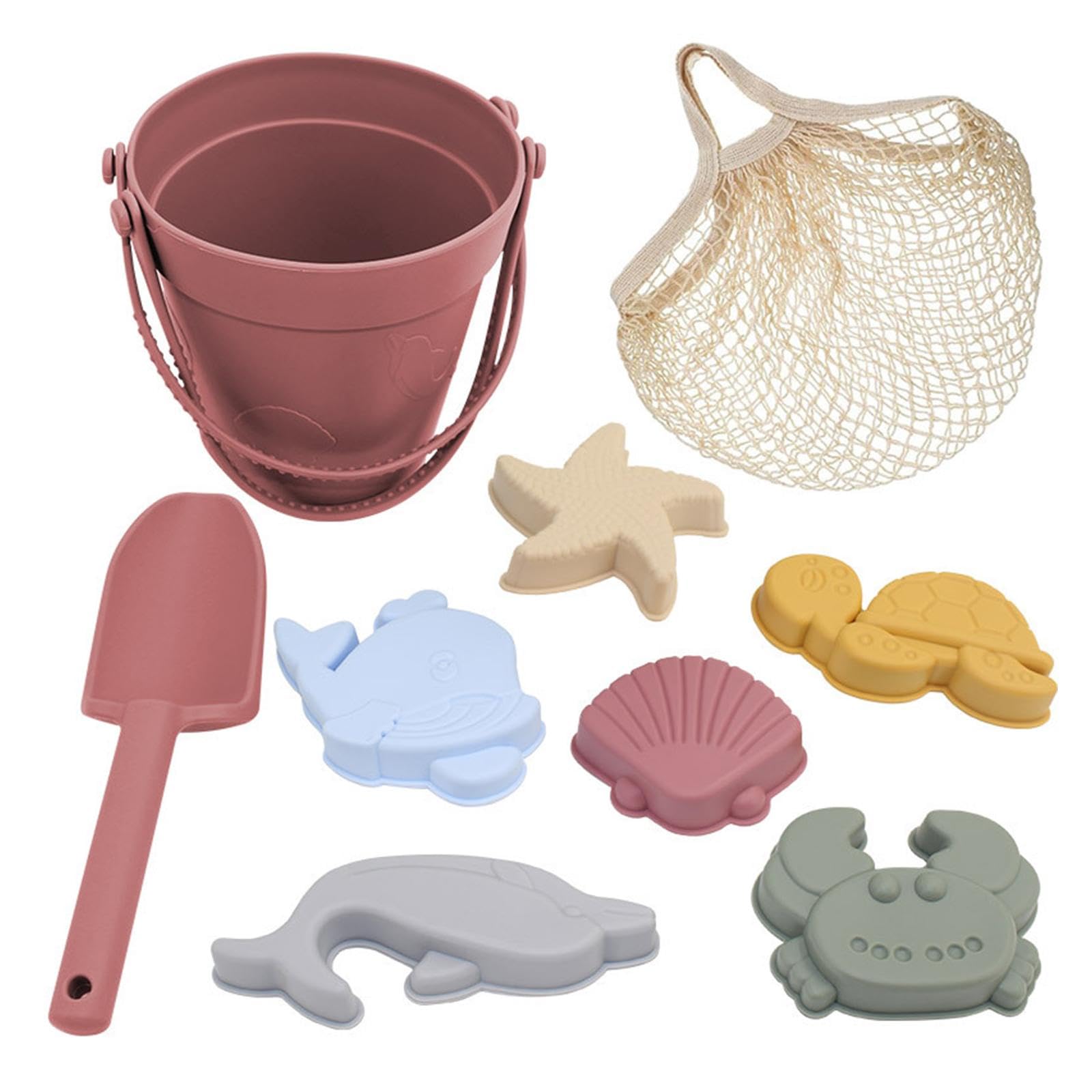 Strandspielzeug Sandeimer Meerestierformen Wasserdichter Netzbeutel Vorteile Leicht zu Reinigen Geeignet für Kinder Outdoor Aktivitäten, Rosa