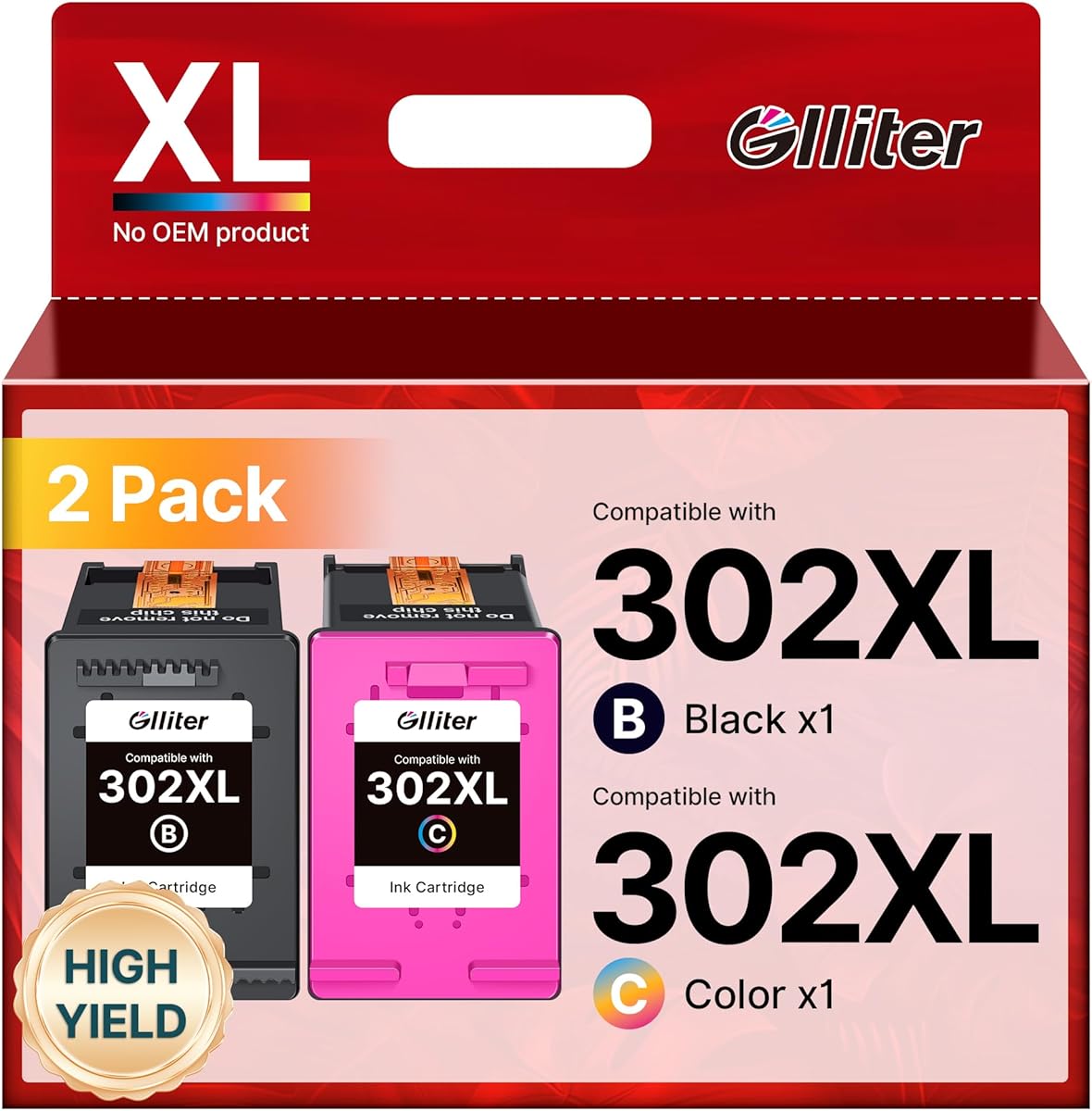 302 XL Cartouche d'encre Remplacement pour HP 302 XL Noir et Couleur Cartouche HP 302 Encre pour DeskJet 3639 3630 3632 2130,OfficeJet 3831 3833 3830, Envy 4520 (1 Noir, 1 Tri-Colore)