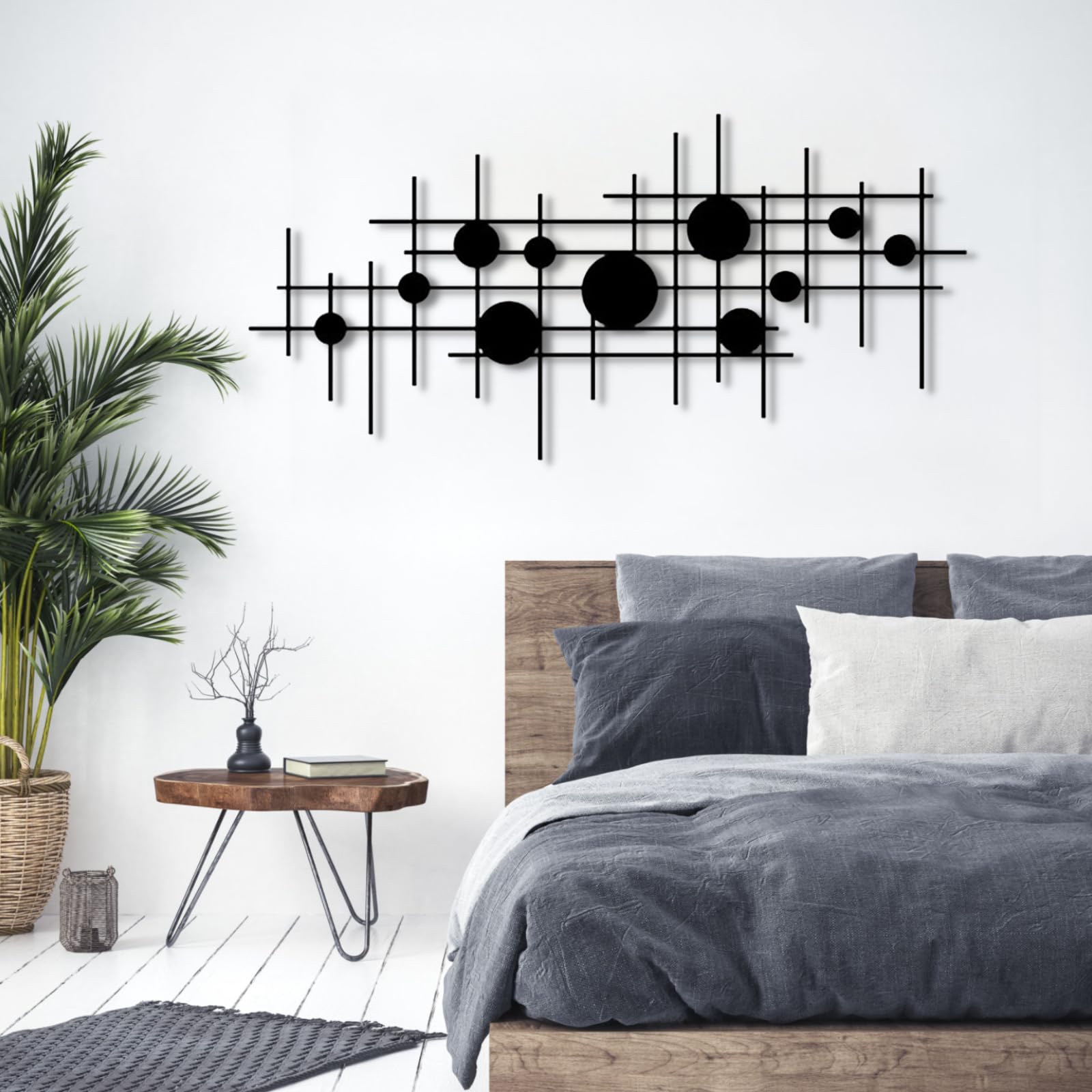 Cadeali Geometric Metal Wall Art, Metal Abstract and Geometric Wall Decor, Minimalist Line Art, Modern Decor, Living Room, Bedroom,Office Hangings(