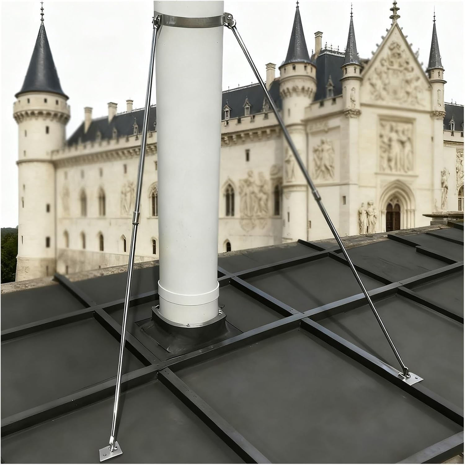 Usknxiu Stove Pipe Roof Support Bracket, Universal Chimney Pipe Wall Mount Holder with Screws for Ventilation & Drainage Pipes,Dia 160mm/6.3"