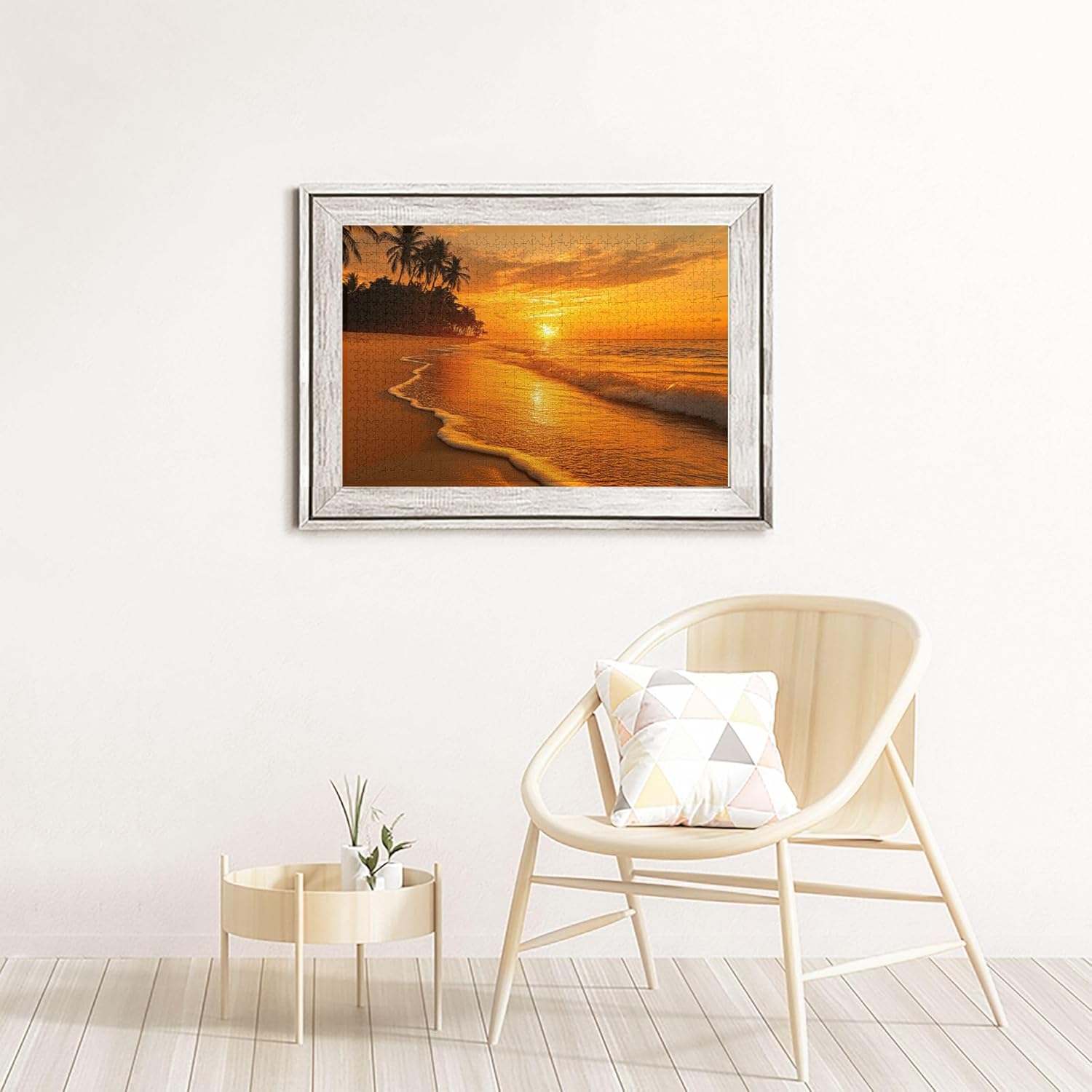 1000 Piece Sunset Beach Puzzle – Golden Shoreline with Palm Trees and Ocean Waves, Tropical Paradise Jigsaw for Adults