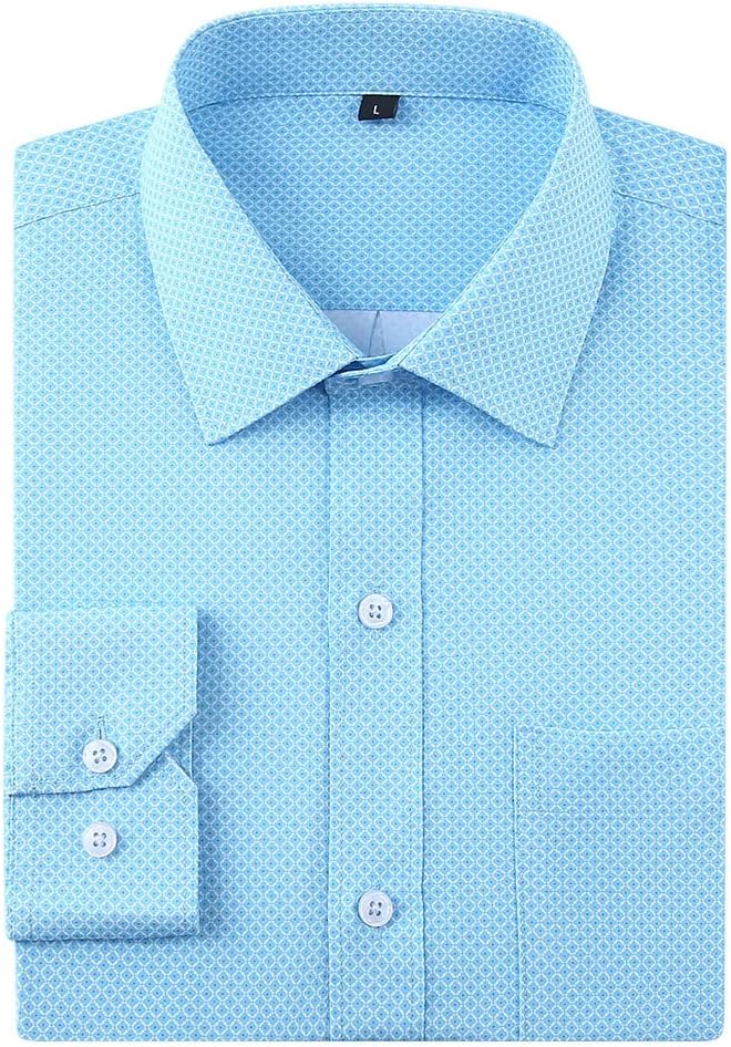 Mans Long Sleeve Button Down Shirt Wrinkle Free Dress Shirt Print Regular Fit Shirt for Man - Image 5