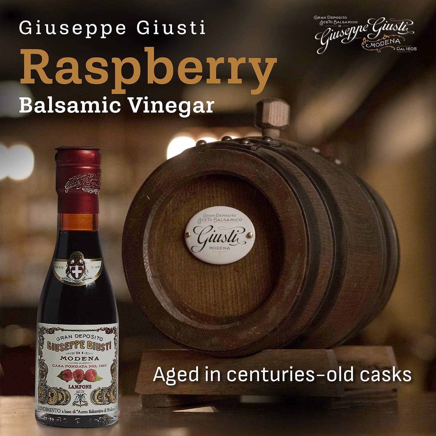 Giusti - Condiment à base de Vinaigre Balsamique de Modène IGP et Framboise - 100ml Champagnottina